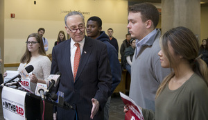 Chuck Schumer visited Syracuse University in February to discuss the issue of college affordability. On Tuesday, he earned re-election to the Senate.