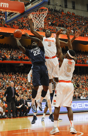 Jerami Grant rises to block a  JayVaughn Pinkston shot. Grant played with four fouls down the stretch, but stayed aggressive enough to contribute on both ends of the court.