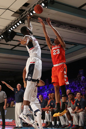 Malachi Richardson hit some big 3s after struggling in the first half of SU's win over UConn. He finished with 13 points. 