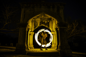 Jake Paganakis, a student at SUNY-ESF, was introduced to fire spinning by one of his friends. He said he prefers to spin staff, a well-balanced metal tube with Kevlar wraps at each end, because it’s light enough that it’s easy to control and manipulate.