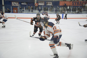 College Hockey America leader Robert Morris visits central New York this weekend with Syracuse one game back for the conference title.