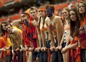 Syracuse fans watch SU football's season-opener at the Carrier Dome. The Orange went on to lose in overtime to Minnesota, 23-20 in front of a crowd of 48,617.