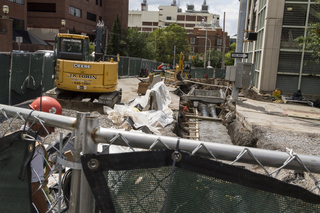 Construction crews have started to cover portions of the new sewer line along Waverly Avenue at the intersection with South Crouse Avenue. Photo taken by July 11, 2017