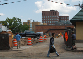 Here's a street view of the South Crouse Avenue site, where a multilevel student housing building is being constructed. Photo taken Aug. 1, 2017