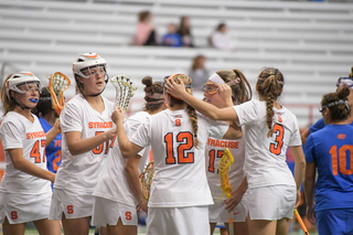 The Orange celebrates one of its 17 goals. 