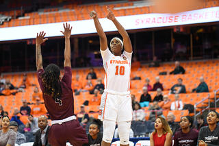 Marie-Paule Foppossi shoots a jumper for Syracuse.